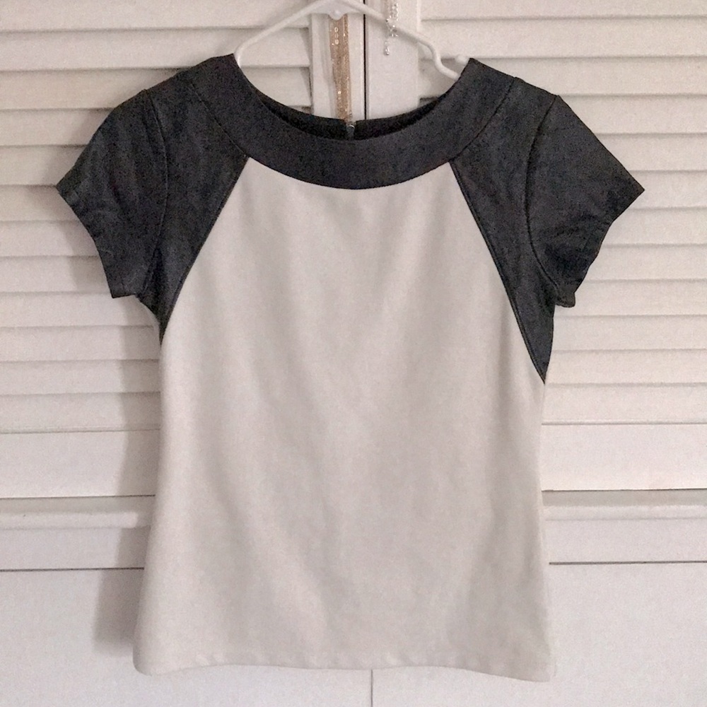 Faux Leather Trimmed T